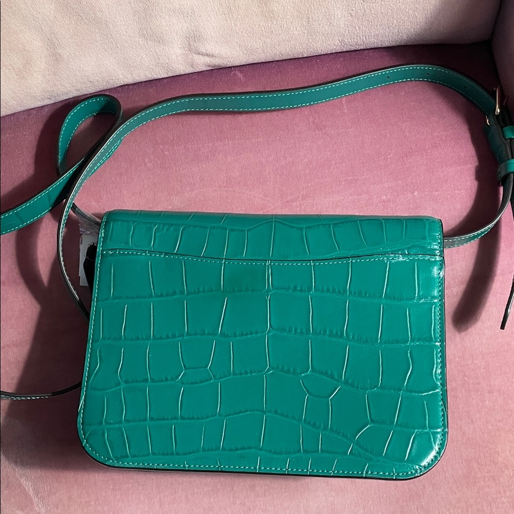 Coach Teal green Croc-Embossed Crossbody Bag and coin purse - Picture 2 of 5